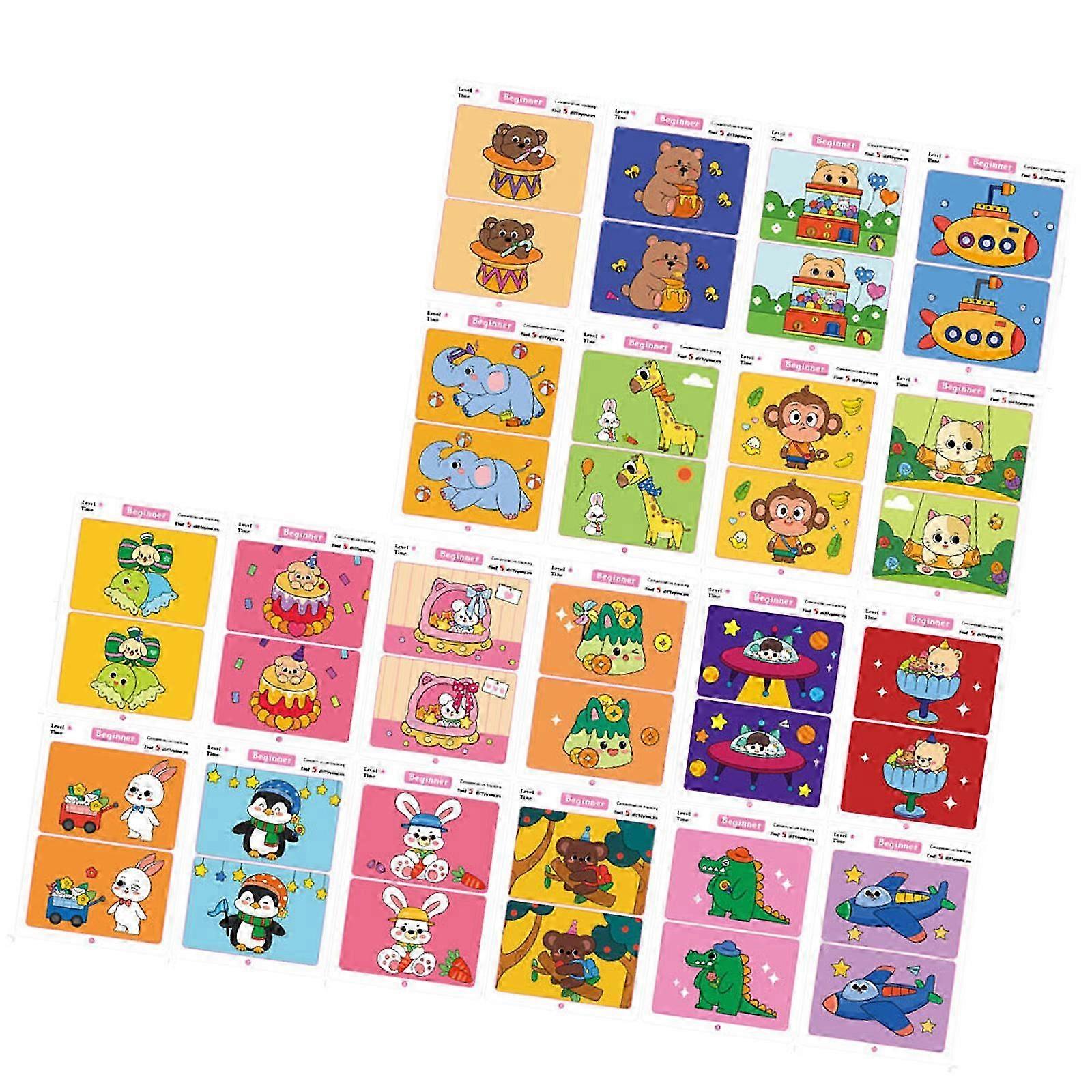 3 Levels Difficulty Attention Observation Game Cards Waterproof Coating compatible with Repeated Practice Perfect Gift compatible with Kids Multicolor