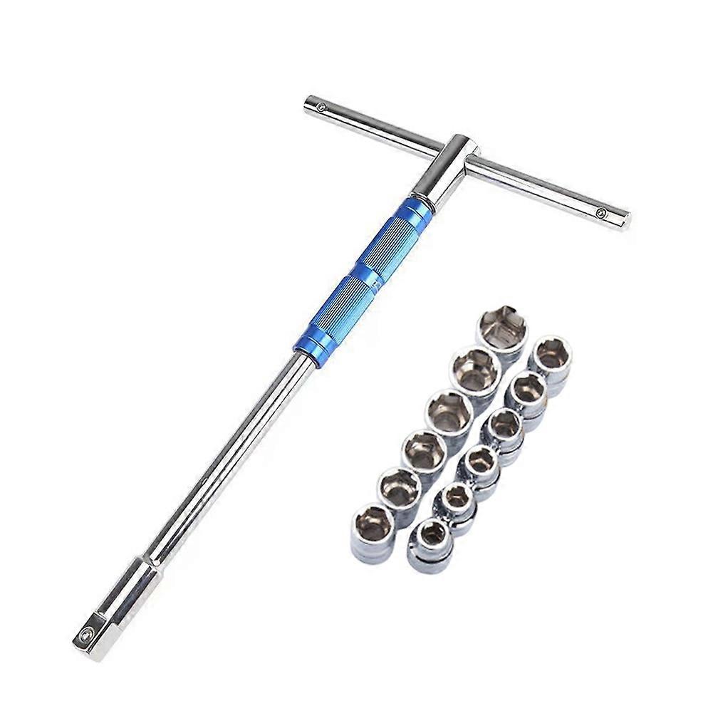 Labor-Saving T-Type Socket Wrench T-T Interchangeable Head Multi-Functional Set with 12pcs Socket