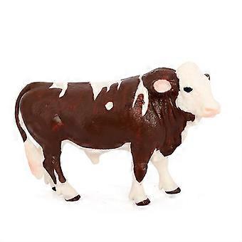 Realistic Montbliarde Cow Figurine  PVC Farm Animal Model Toy for Kids, Educational Animal Recognition Playset, Cute Brown and White Cow Decoration fo