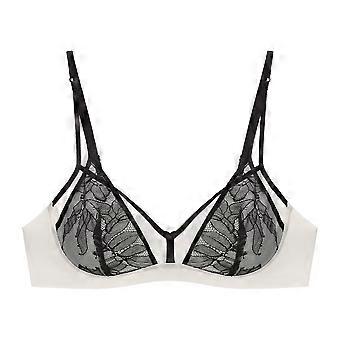 Women Lace Embroidery Bra Padded Push Up Lingerie Elegant Ladies Bralette Daily Female Thin Floral Underwear