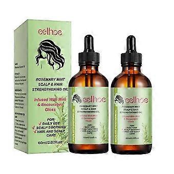 2 piezas de aceite fortalecedor del cuero cabelludo y el cabello de romero y menta con biotina y aceites esenciales, tratamiento nutritivo para las puntas abiertas y el cabello seco