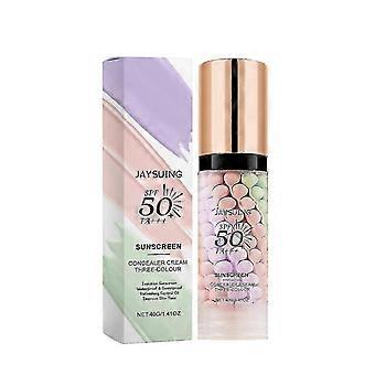 3-farvet primer til fejlfri hud fugtgivende, skjulende og udglattende makeupbase med grønne og lilla toner for at neutralisere ufuldkommenheder, fugte, en