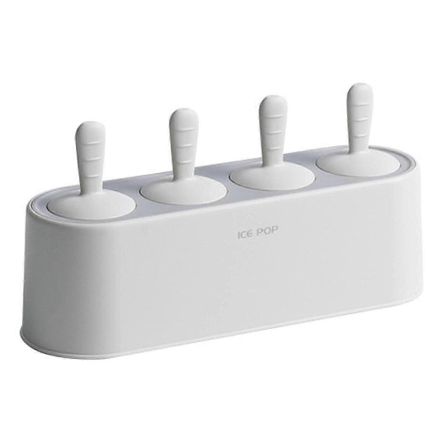Home Popsicle Mold Set, 4-Piece Popsicle Maker Set, Gray-White