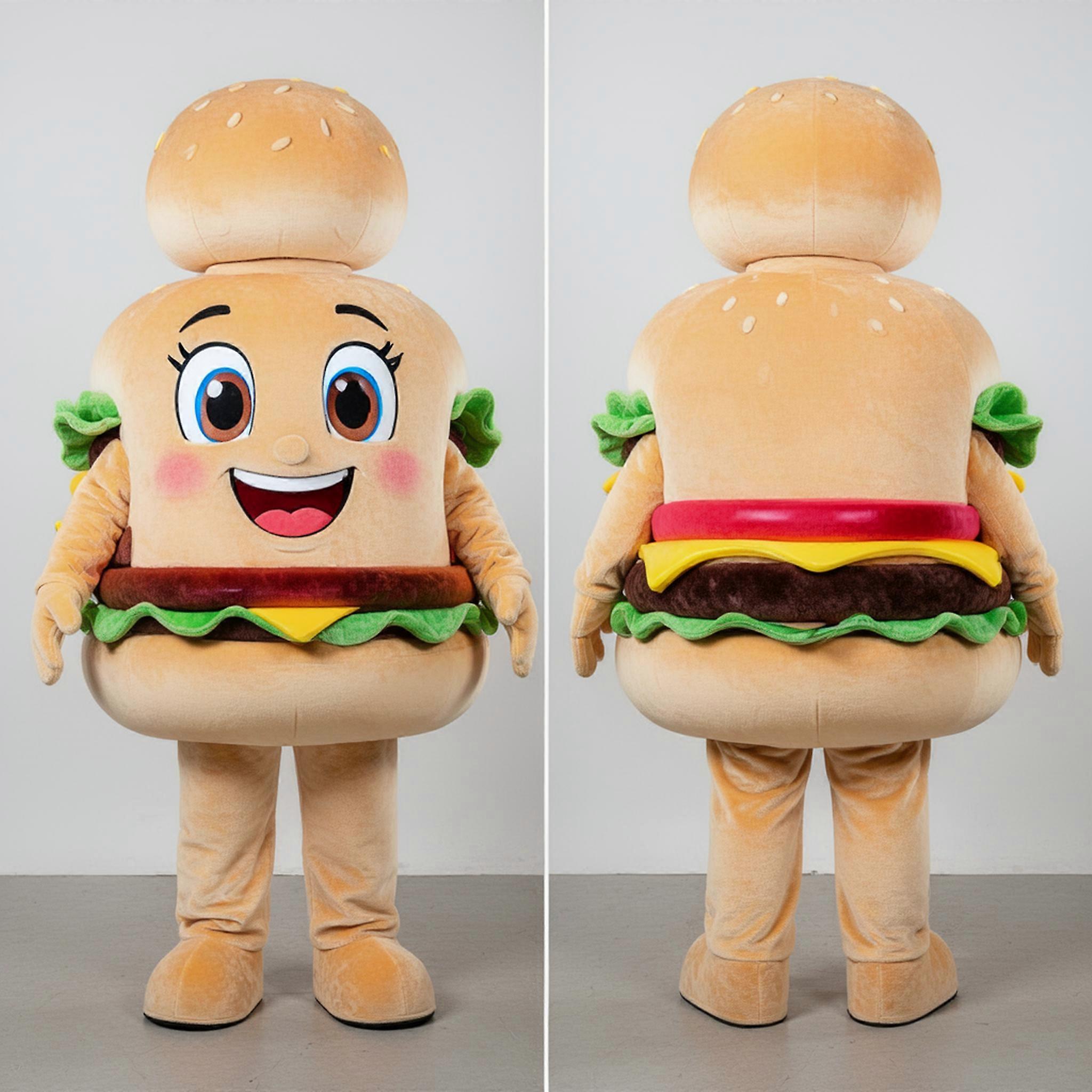 MASTICOT Cream Plush Hamburger Mascot