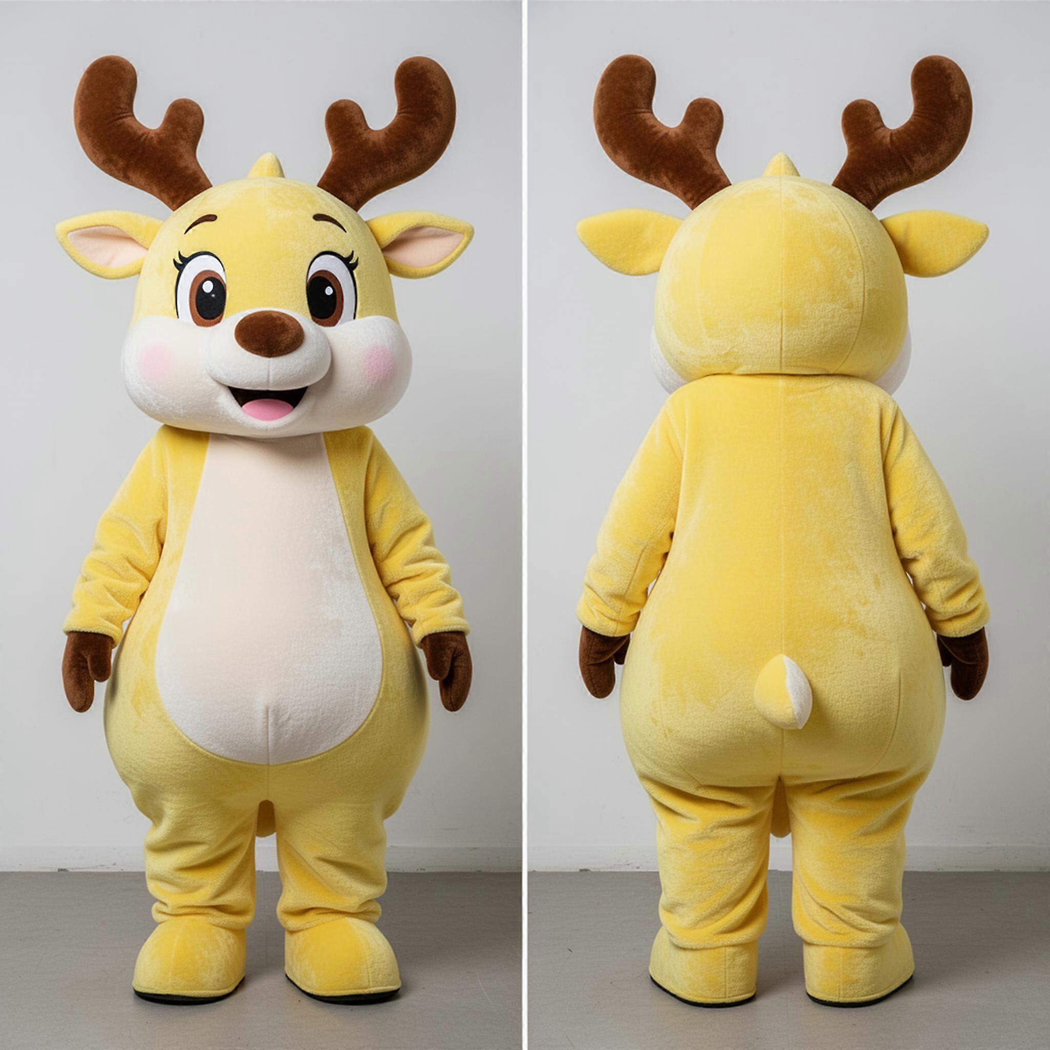 MASTICOT Lemon Yellow Oversized Reindeer Mascot