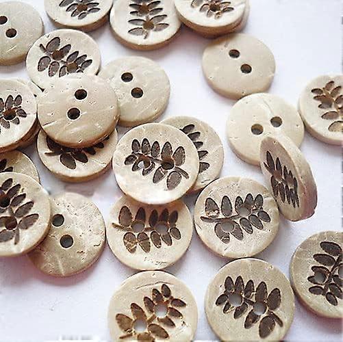 100Pcs 2 Holes Buttons Coconut Button White 0.51 Inch Diameter