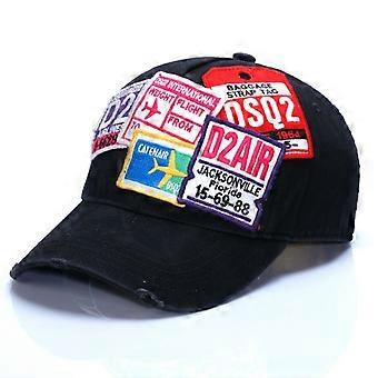 Man baseball lippis Dsqicond2 urheilulakki kirjonta värillinen hengittävä puuvilla snapback hattu laikullinen aurinkomustamusta