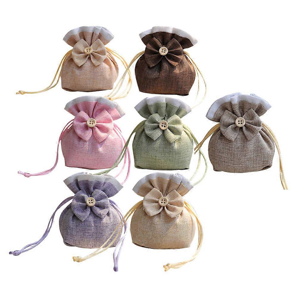 Drawstring Bag Gift Pouch for Storage 7Pcs with Bowknot Assorted Color