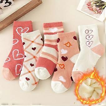 6 Pairs Children's Baby Thick Terry Mid-Calf Warm Socks, Random Colors