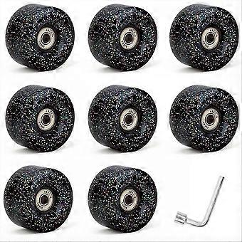 8 Pack 85A Black Quad Roller Skate Wheels 62 x 33mm with Bearings