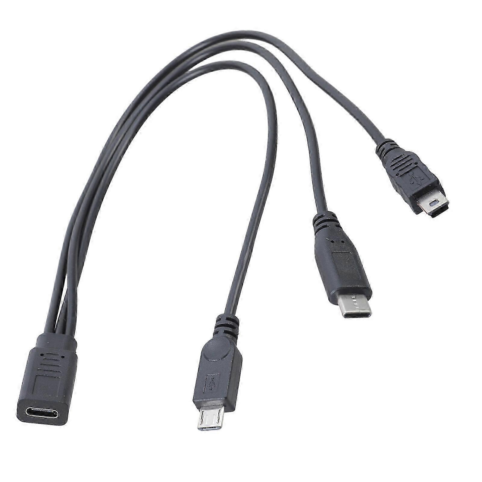 Efficient Type C Female to Type C Mini Splitter Cable compatible with Tablets Mobile Devices 30cm Length Simultaneous Power Cable Multicolor