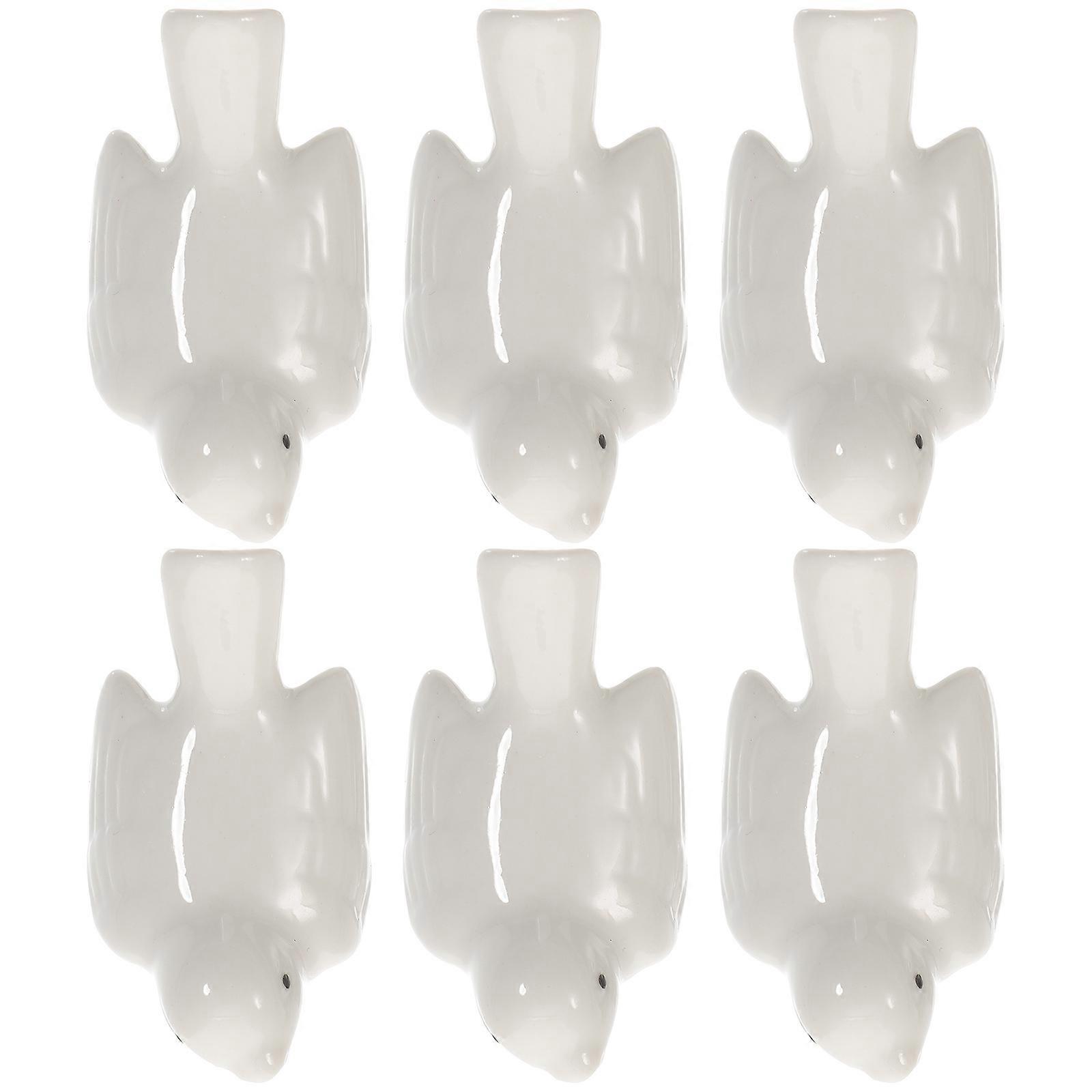 Dining Table Ceramic Bird Chopsticks Stand for Table Use 6Pcs White