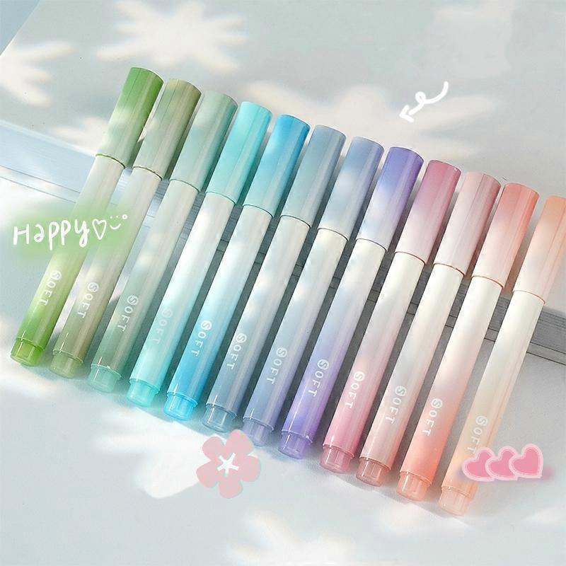 12pcs Morandi Soft Color Highlighter Pens for Notes and Journaling