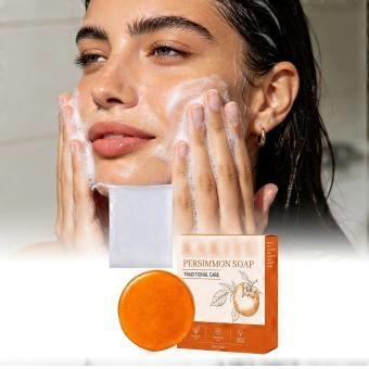 Persimmon Cleansing Soap, The gentle, comfortable formula helps control excess oil on the skin surface and creates a fine, rich lather