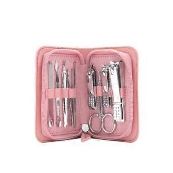 Manicure Set with Sharp Stainless Steel Blades 9 Piece Nail Clippers Kit Pink-spai