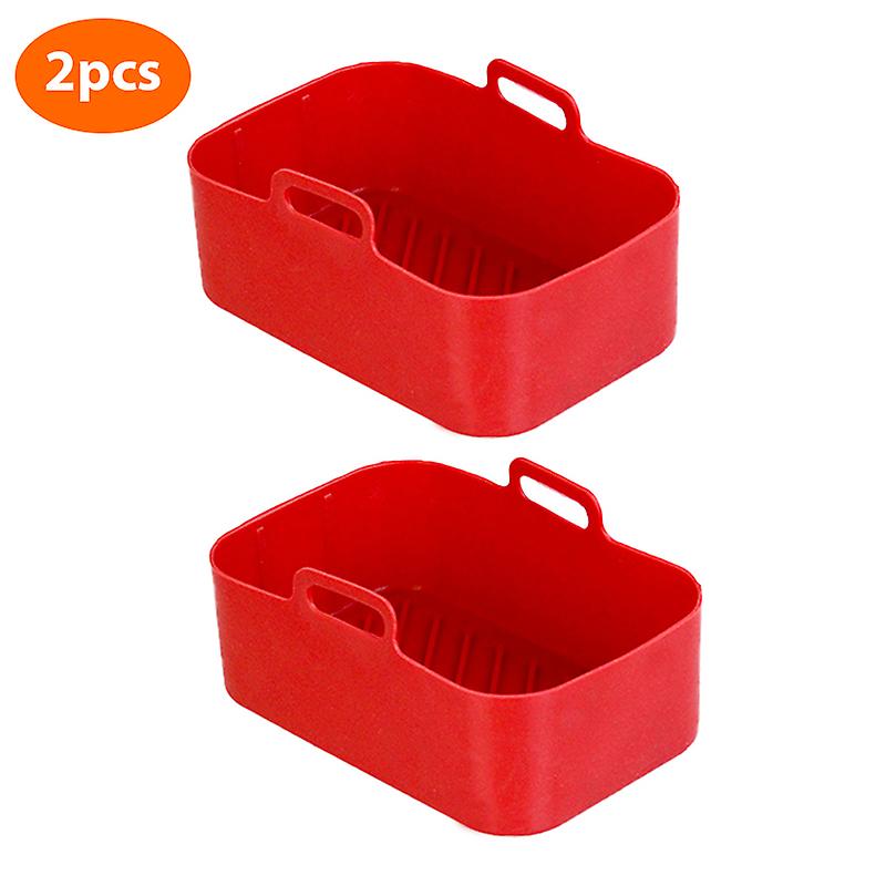 2pcs Air Fritteuse Silikon Tray Backform Backofen Topf Platte Air Fritteuse Zubehör