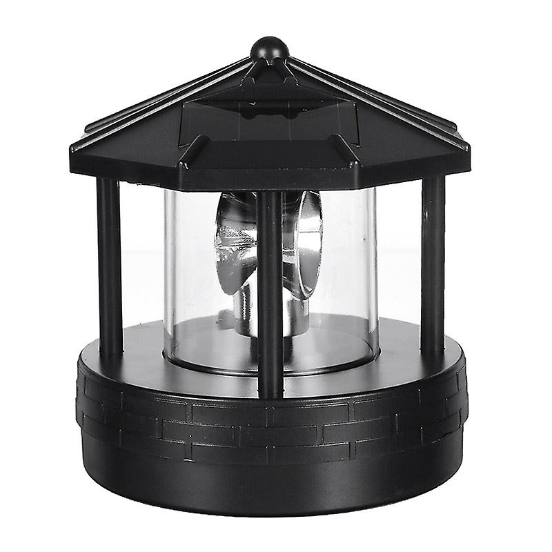 Solar Light Lighthouse Shape Table Desktop Rotating Light Plastic LED Light Outdoor Garden Lamp