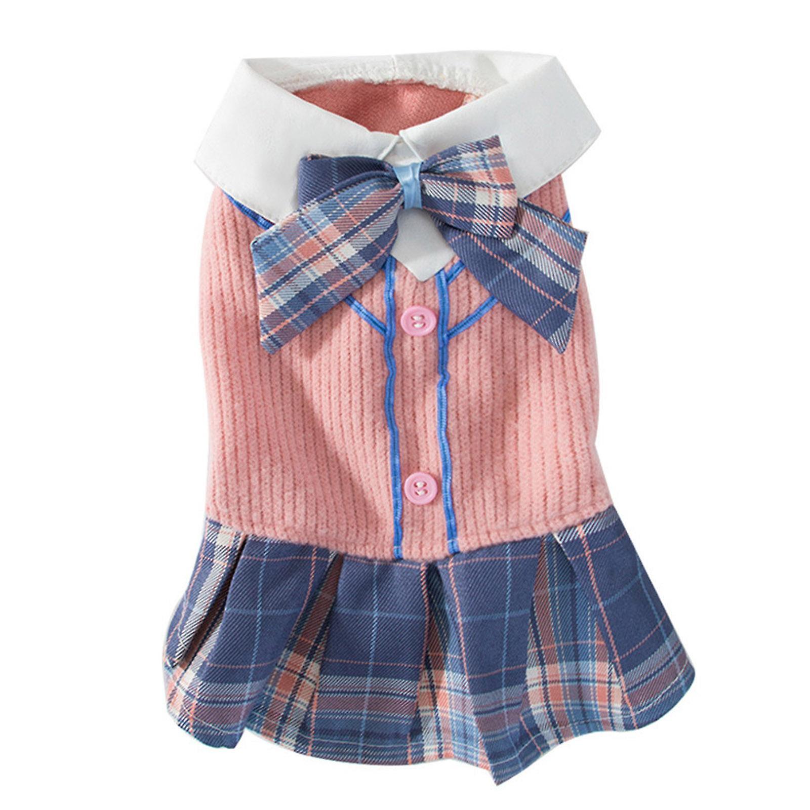 犬のプリンセスドレス蝶結びプルオーバー小型犬と猫ペットコスチュームピンクL