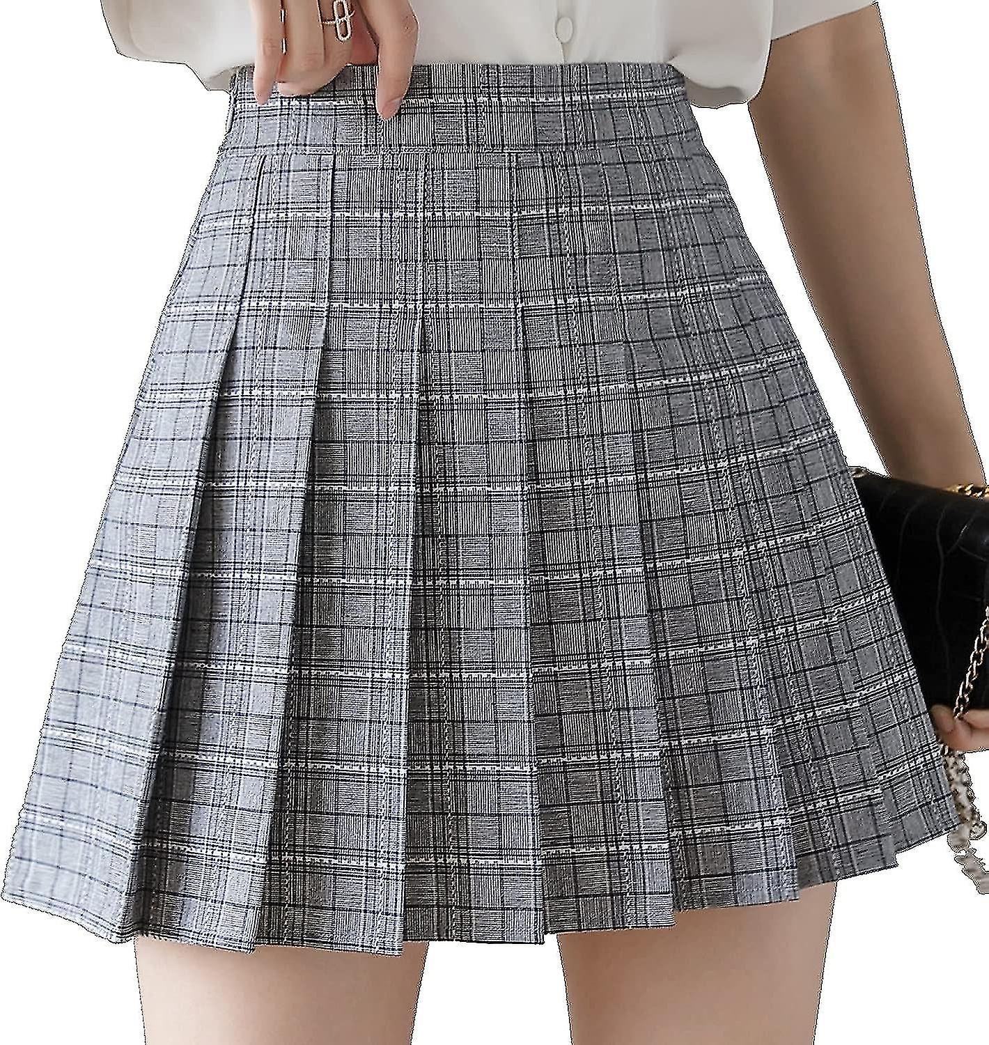 Femmes Filles Taille Haute Plissée Skater Jupe de tennis Jupe d’école Jupe Uniforme avec short intérieur Royaume-Uni 2 12