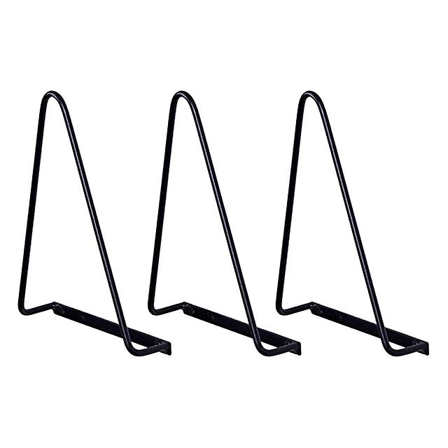 Set Of 3 Wrought Iron Triangular Wall-mounted Magazine Holders, Black Vinyl Record Stand