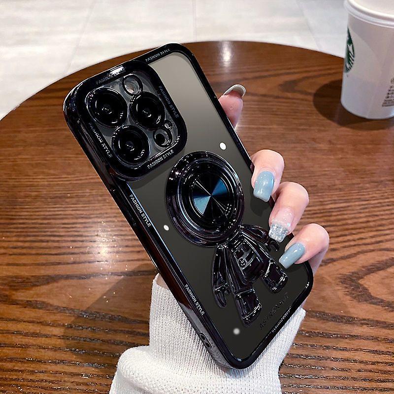 3d Astronaut Design Electroplated Protective Phone Case With Ring Kickstand For Apple Iphone 13 14 Pro Max Plus
