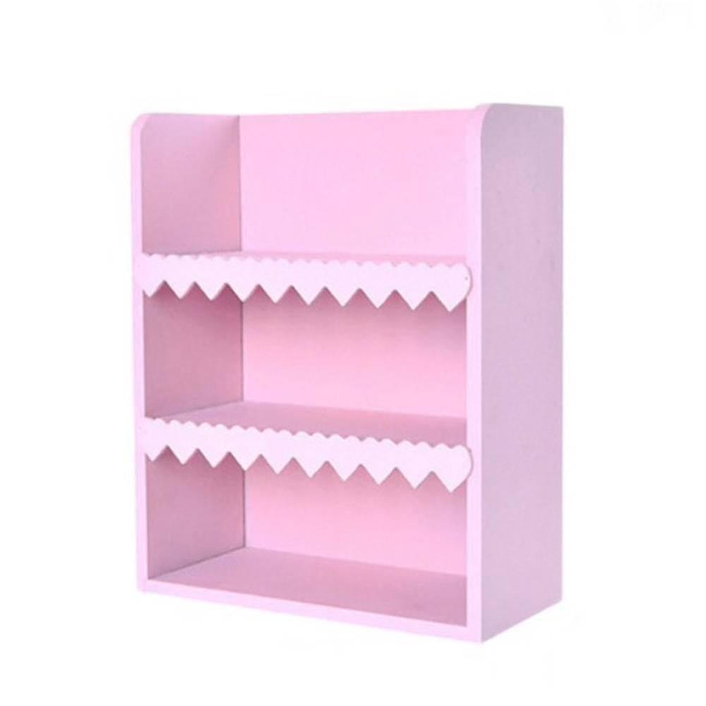 Ξύλινη σχάρα αποθήκευσης 3 ορόφων ροζ ράφι καλλυντικά καλλυντικά διοργανωτής διακόσμησης σπιτιού