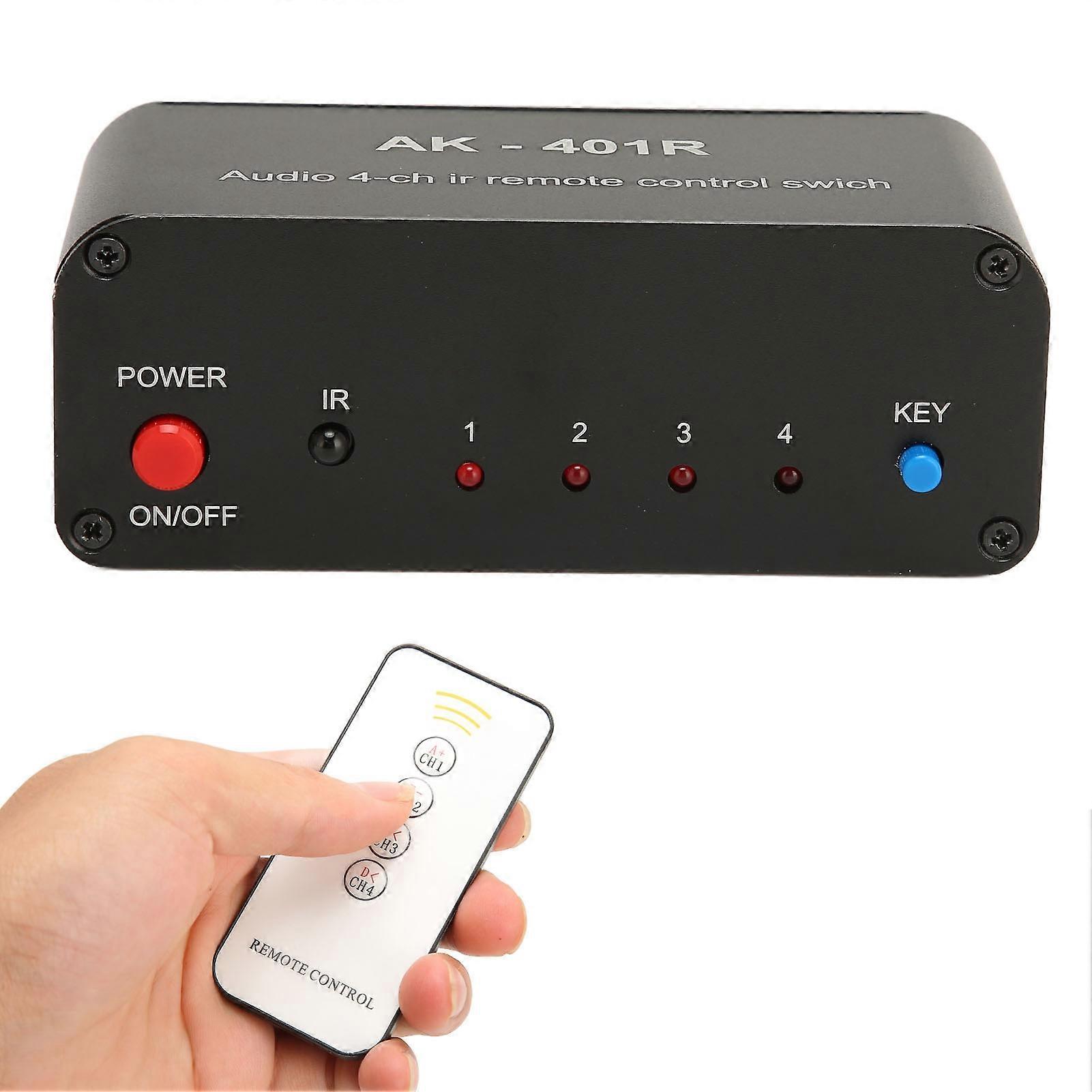 4-weg RCA-switcher multifunctionele 4-in-1 uit RCA-stereoschakelaarkiezer met IR-afstandsbediening voor dvd-gameconsole