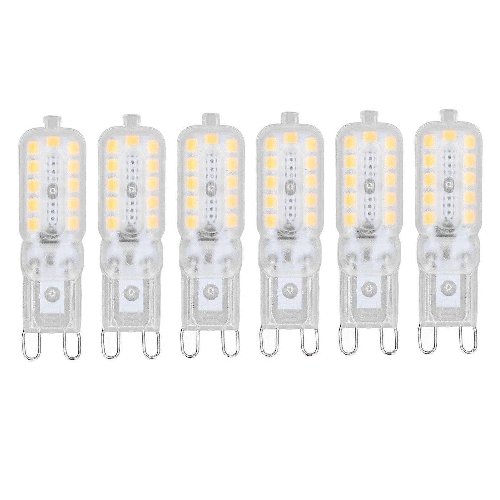 Pack of 6 G9 LED Bulbs 5W Clear Cover 22 LEDs Dimmable for Ceiling Light Wall Lamp Table Lamp Warm White 220-240V