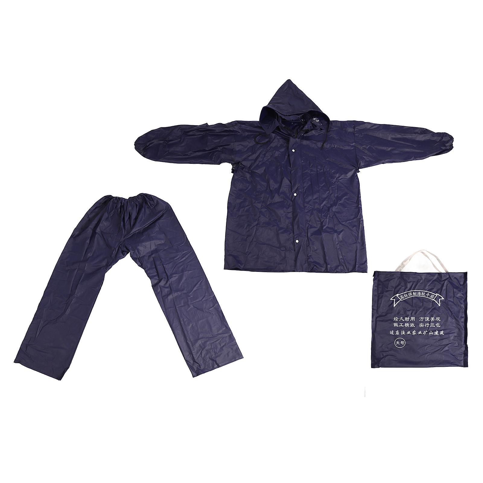 חליפת גשם מפוצלת למבוגרים - מעיל ומכנסיים אוקספורד כחול כהה מחזיר אור, יוניסקס