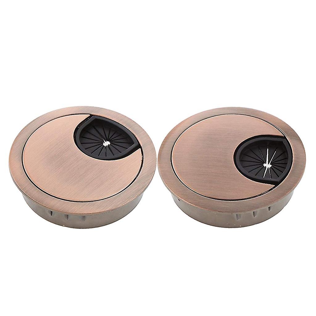2Pcs 50mm Computer Schreibtisch Tisch Tülle Kabel Port Draht Loch Abdeckung Silber