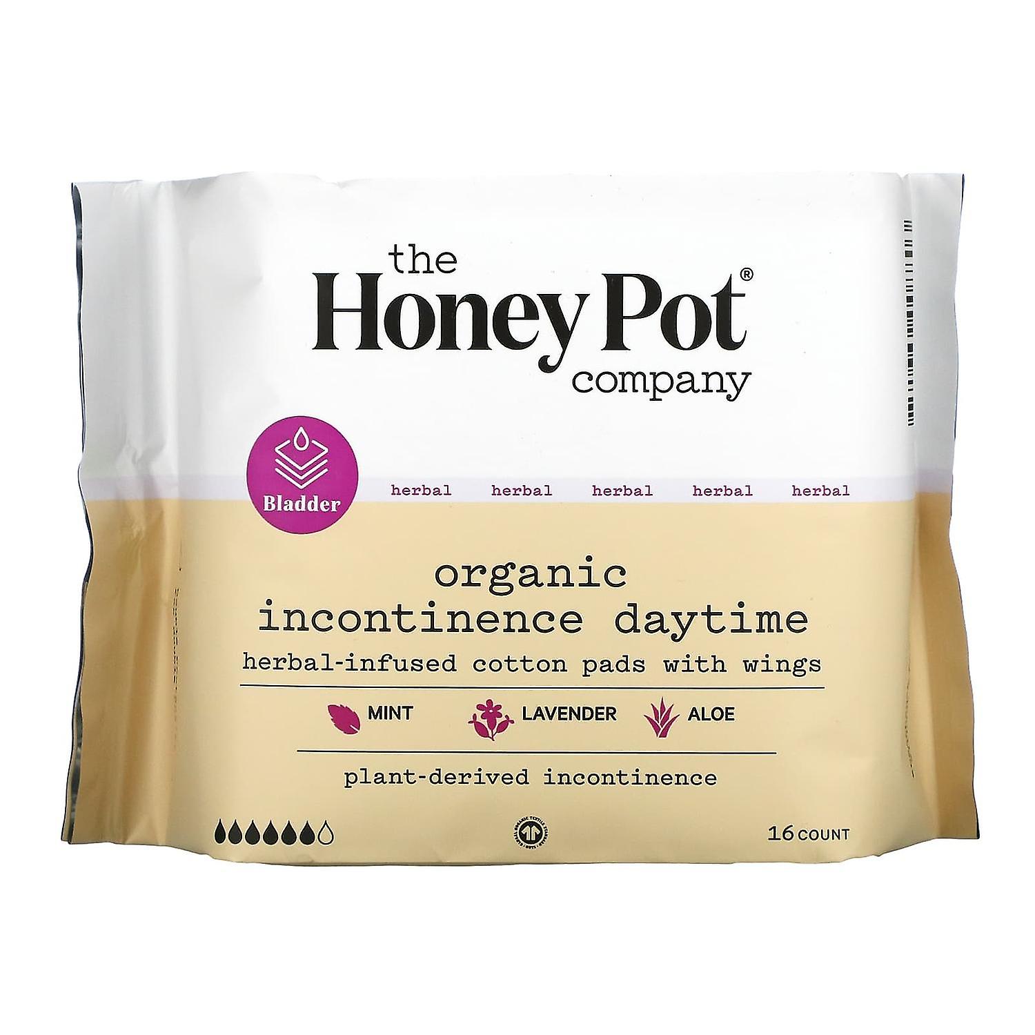 The Honey Pot Company, Herbal-Infused Cotton Pads With Wings, Organic Incontinence Daytime , 16 Cou