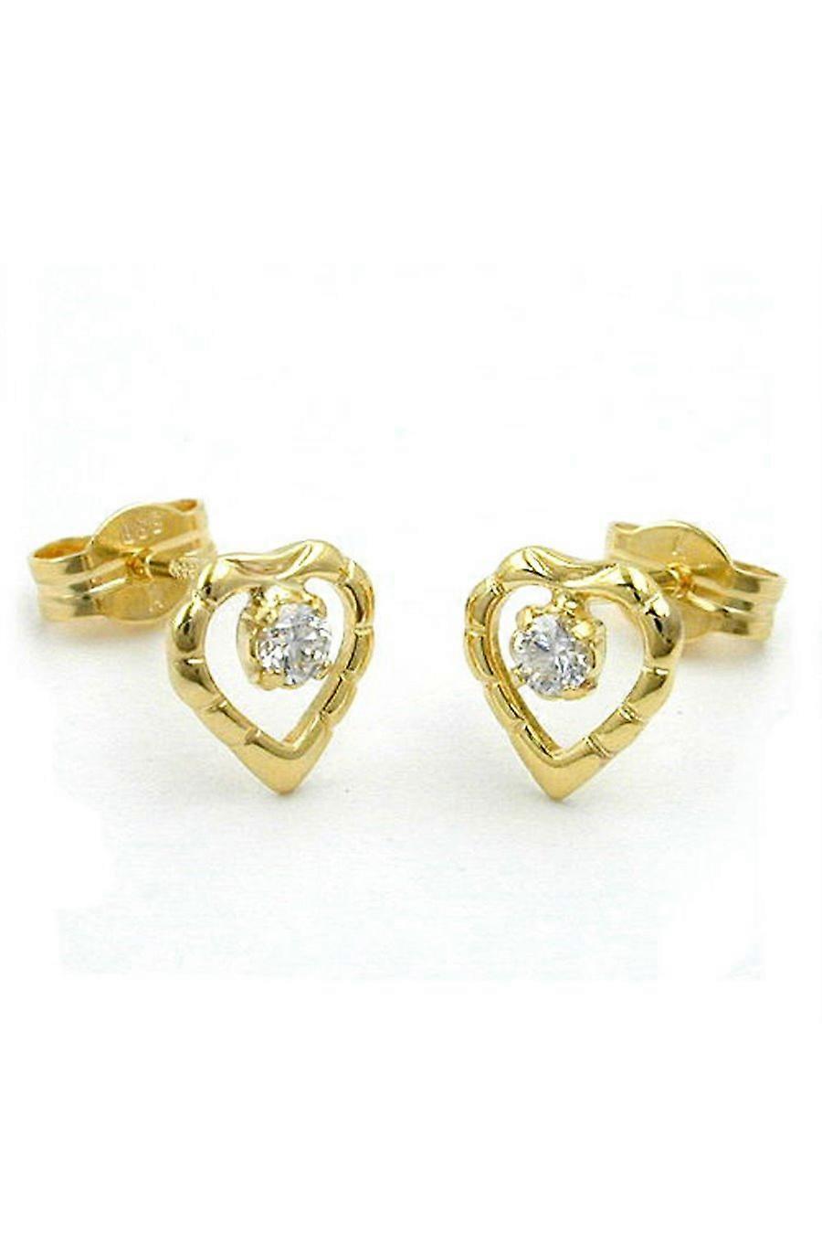 Stud Earrings Heart With Zirconia 8k Gold - Gl431116