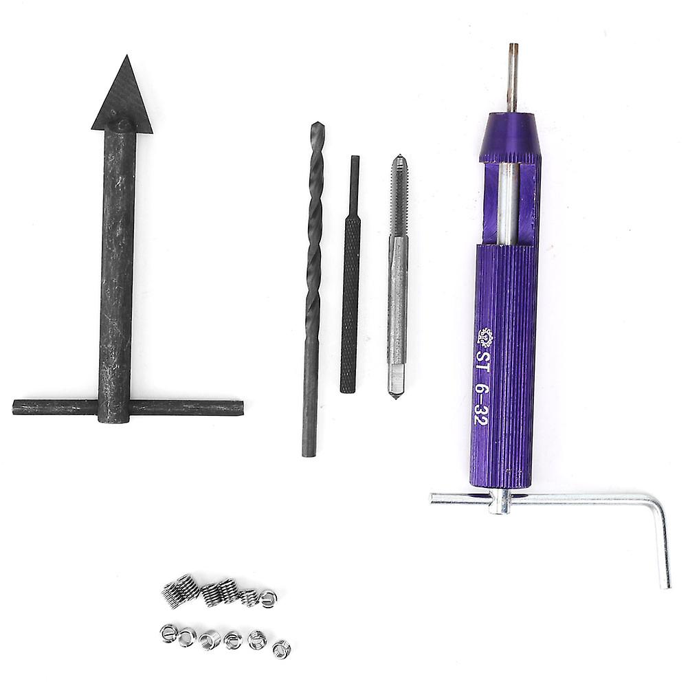 6-32UNC Thread Repair Kit with 12Pcs 1D15D2D Threaded Insert Hand Tool for Auto Repairing