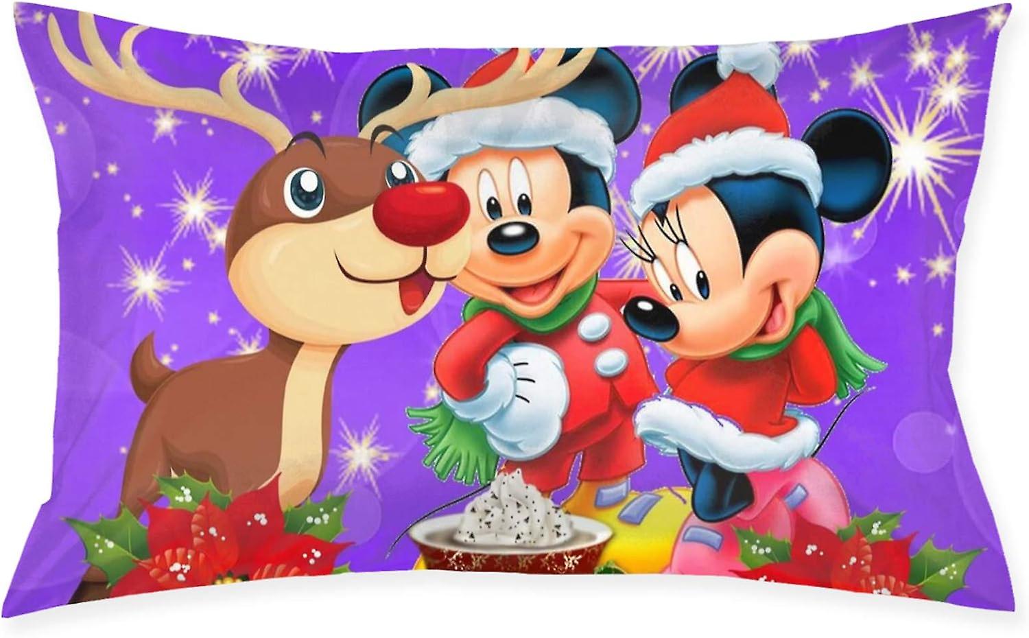 Mickey Mouse Minnie Christmas Throw Pillow Covers Square Plush Pillowcases Decorative Printing Soft for Living Room Sofa Cushion pillowslip 40 X 60 CM