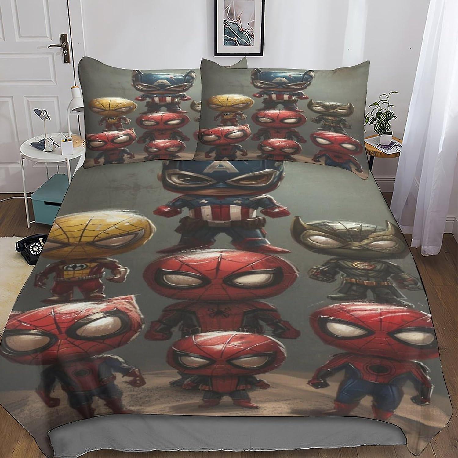 DSJackson Cool Avengers Modern Comforter Cover Set with Hidden Zipper Closure - Trendy Microfiber Movies Bedding with 3D Print, 3-Piece Set with Pillo