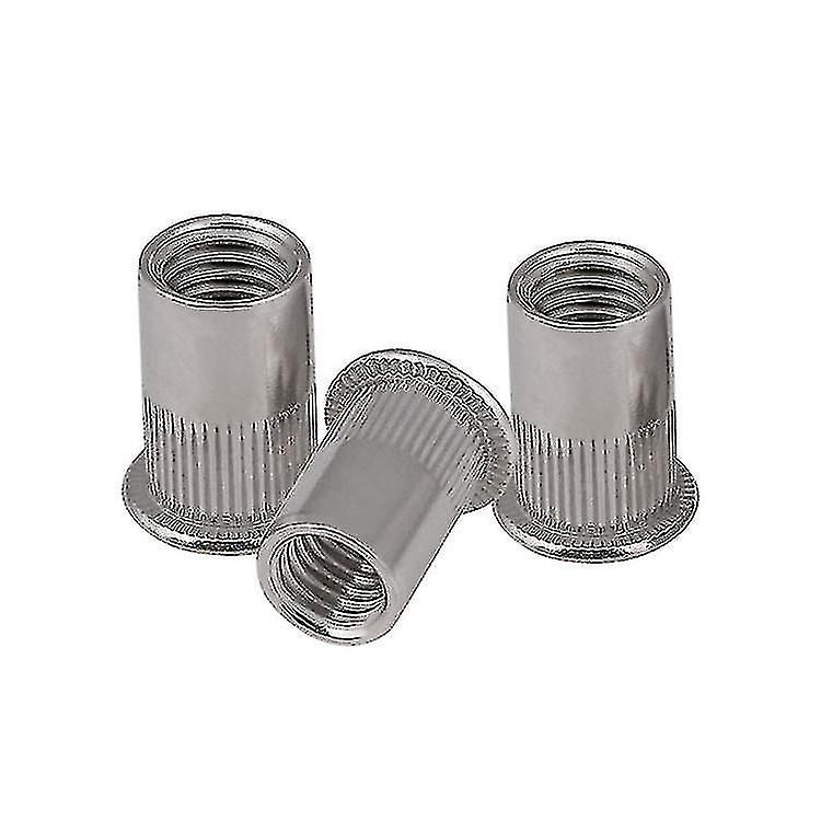 50pcs M6 Rivet Nut Kit Carbon Steel Flat Head Thread