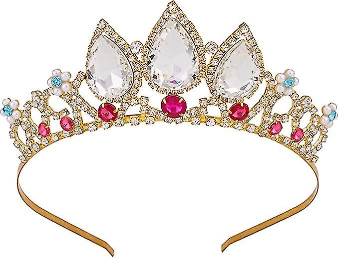 Tiare Princesse Cristal Et Perles Rose Pour Filles - Couronne Mariage, Anniversaire, Cosplay, Concours Ou Photoshoot