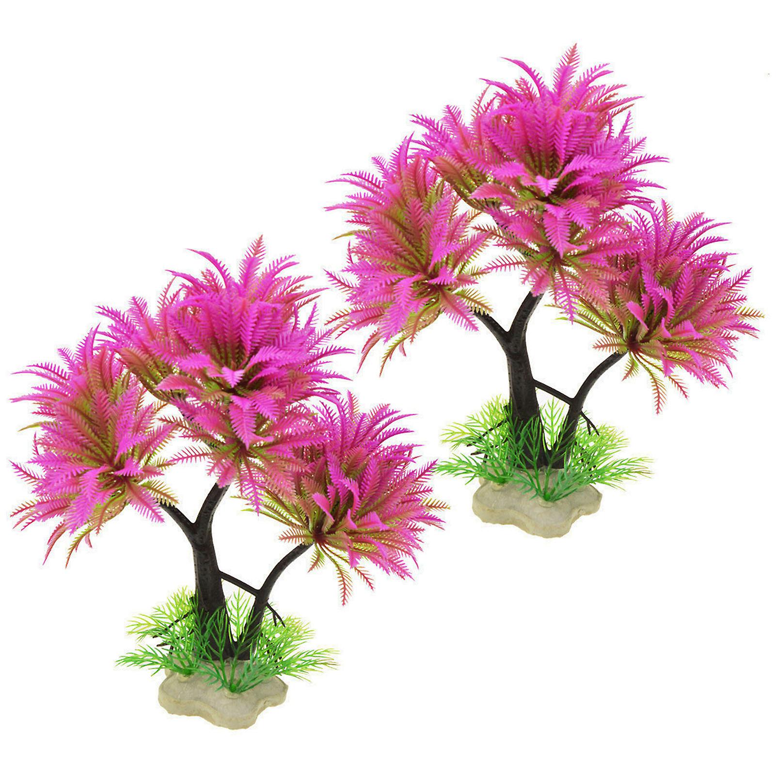 2Pcs Artificial Tree Plastic Aquarium Water Plants Realistic Looking Eco-friendly Vibrant Color Simulation Plants Model Ornaments Fish Tank Ornaments