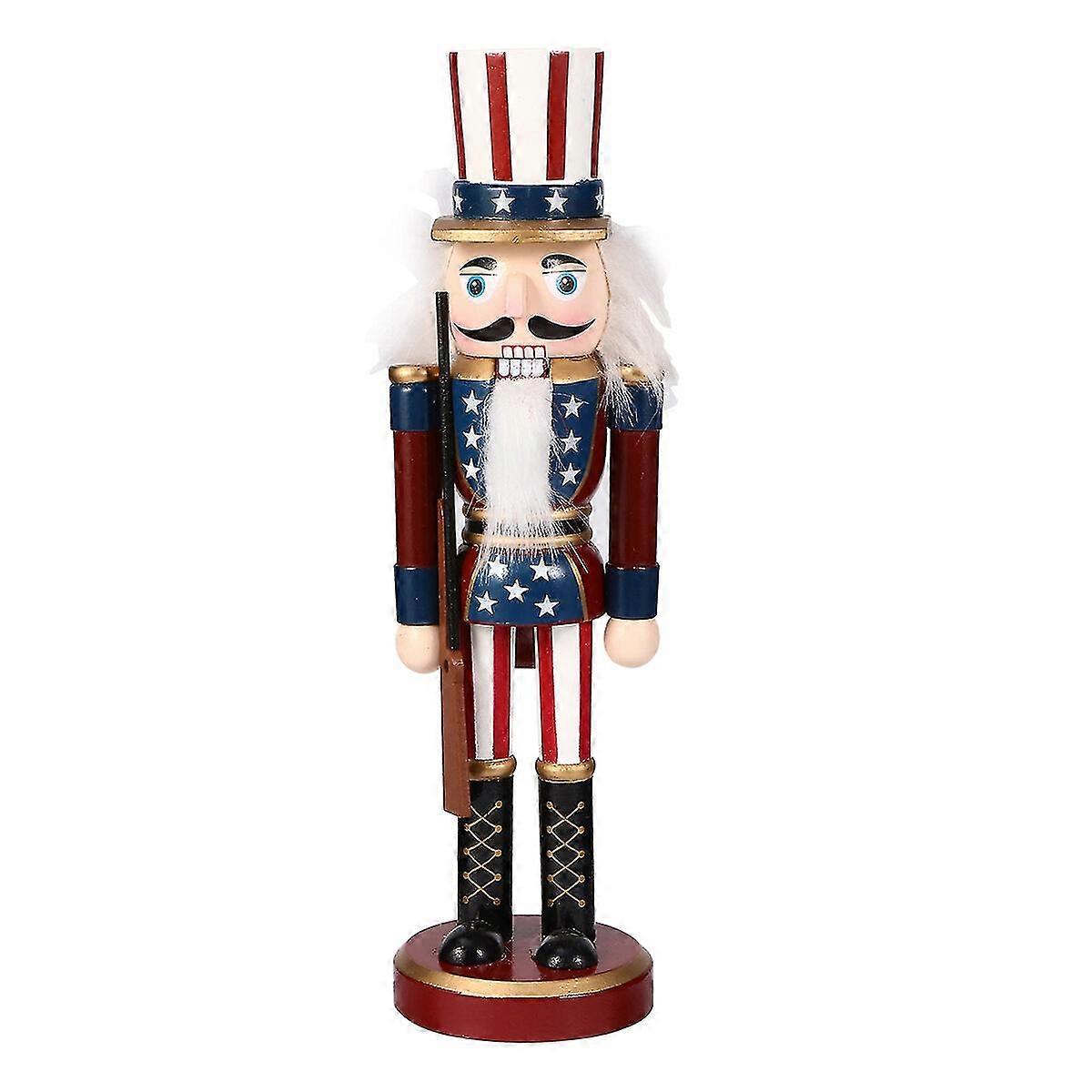 1pc Wooden Christmas Nutcracker Walnut Soldier Desktop Adornment for Home Office