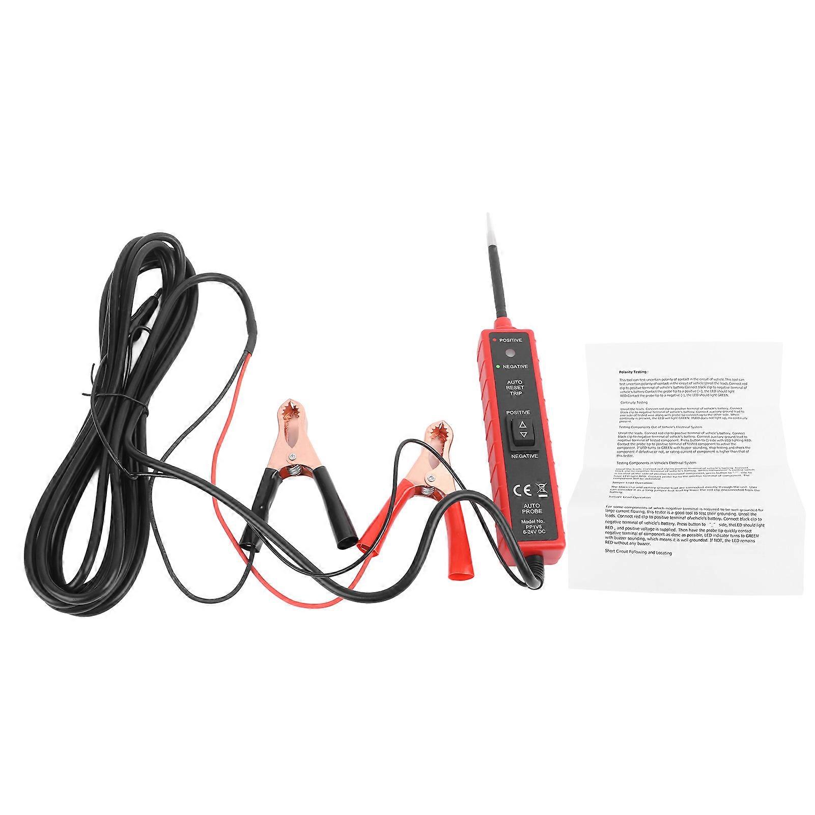 Electric Circuit Tester Accurate 6 to 24V Circuit Probe Detector Electrical System Diagnosis Tool for Car Boat Motorcycle E2U811