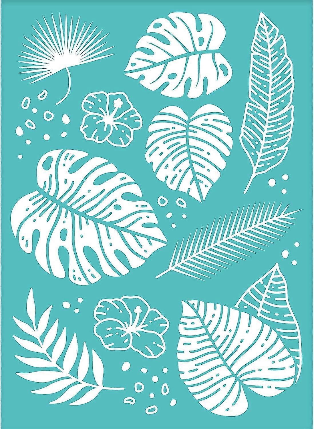 2pcs Self-Adhesive Silk Screen Printing Stencil Various Leaf Pattern Stencil Reusable Mesh Stencils Transfer