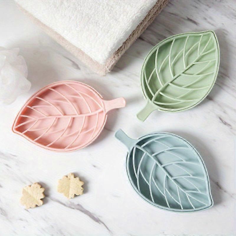 Leaf-Shaped Double Layer Soap Dish - Plastic Bathroom Draining Soap Holder - Bathroom Accessory Soap Tray - Soap Box for Shower And Kitchen Use