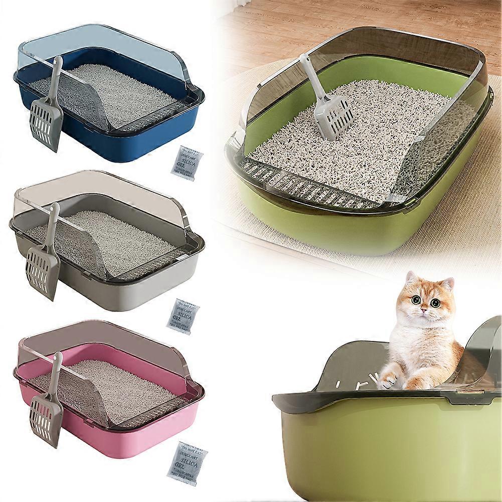 Semi-enclosed Cat Litters Box Large Capacity Cat Litters Container for Small Cat