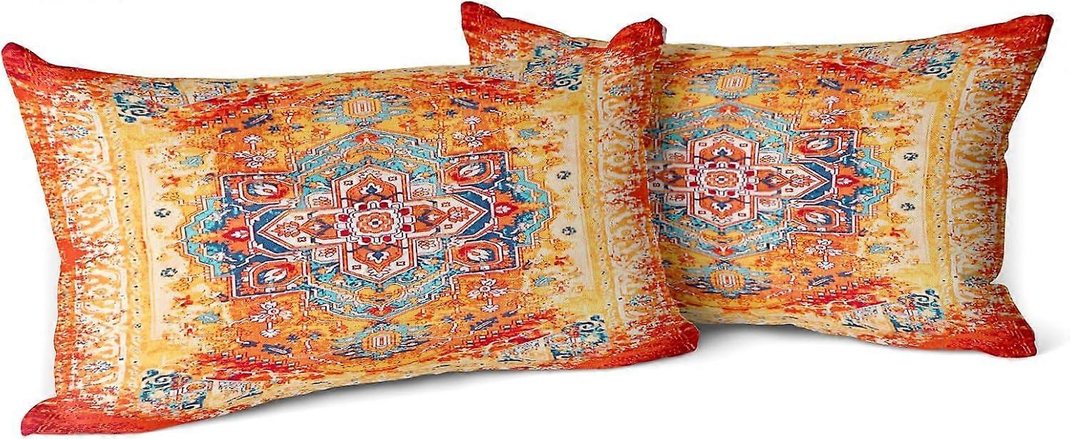 Boho Throw Pillow Covers 12x20 inch Set of 2 Monaco Rug Persian Carpet Double Sided Pattern Cotton Soft Pillow Case Cushion Cover Pillowcase for Couch