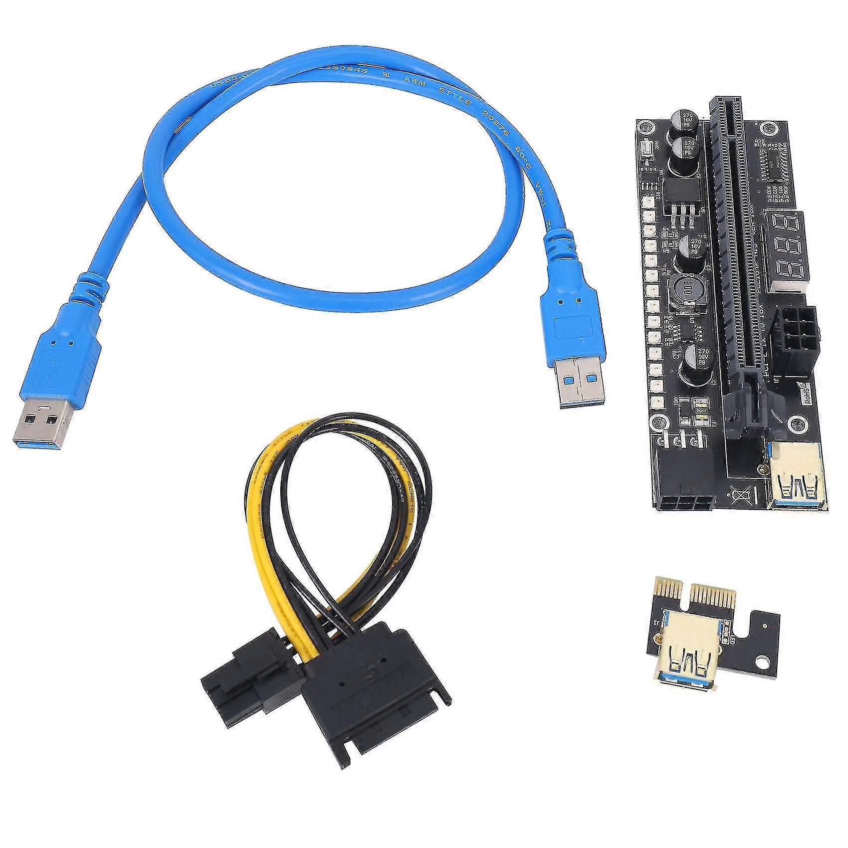 1 Pcs Pcie Riser Extension Card avec 3.3v Digital Led pour Btc Mining