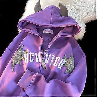 Black Printed Zipper Hoodie Supreme Pitbulls Embroidered