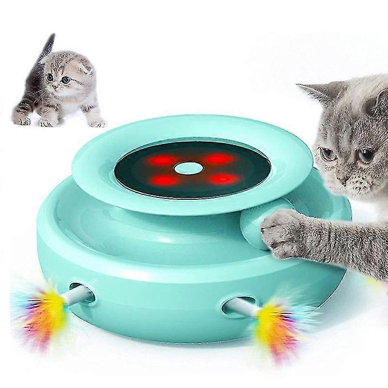 GYFDYM Interactive Cat Toys With Electronic Auto Random Rotating Feather Version With Fun Roller Exerciser Three Speed Modes Play Pet Stimulate Cat Se
