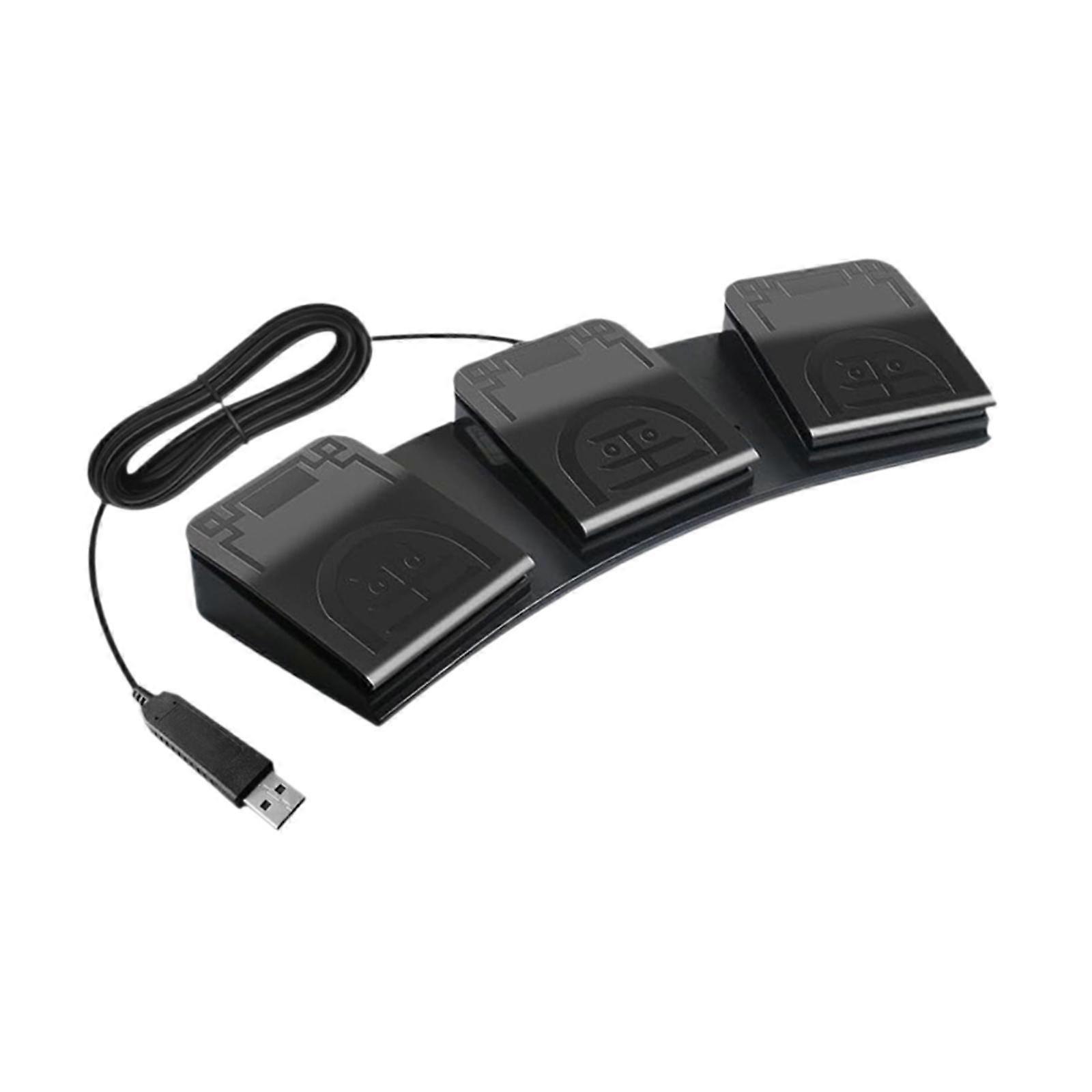 Pedale triplo USB per interruttore a pedale, sostituisce il mouse del computer, interruttore a pedale programmabile, nero
