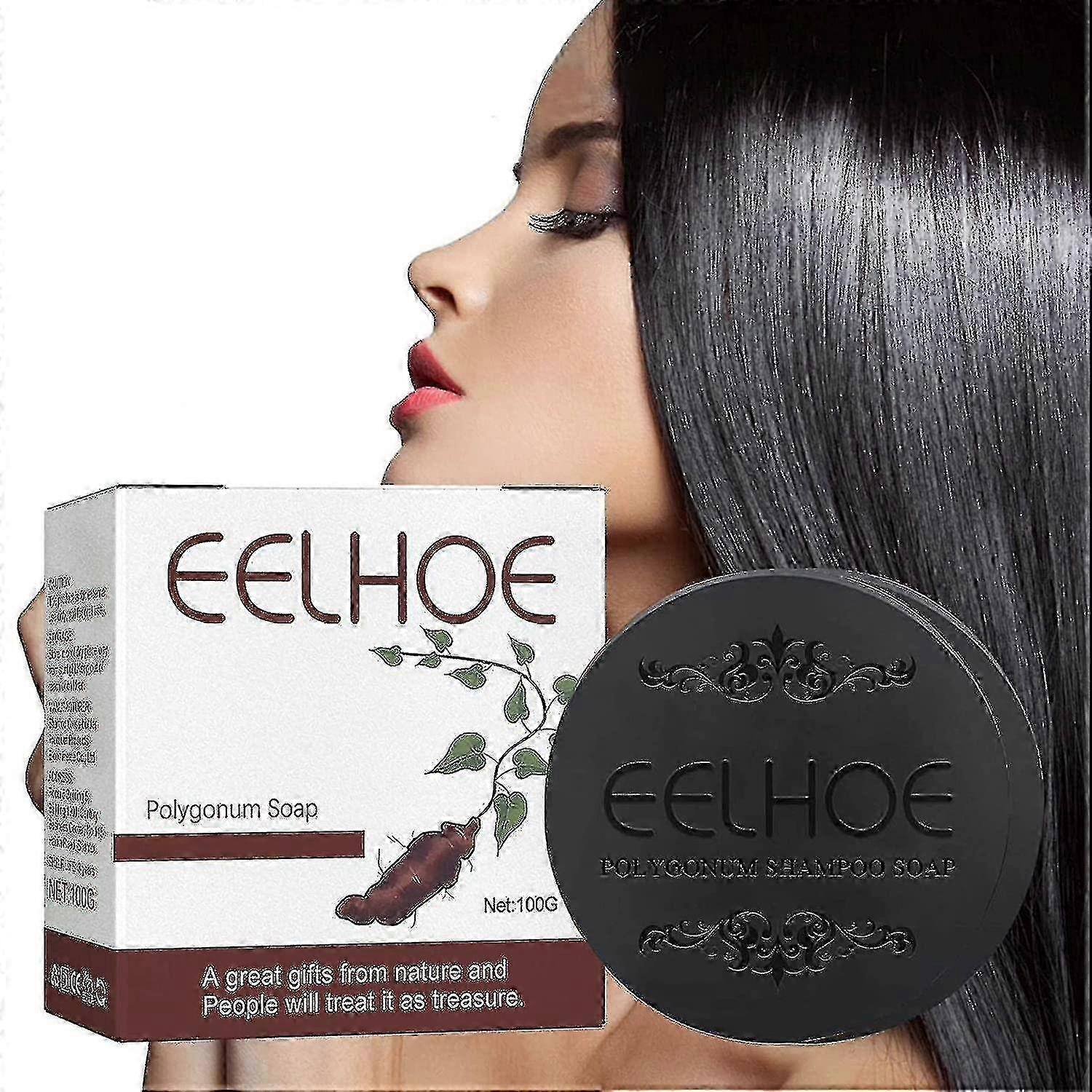 Nouveau 2024 Eelhoe Polygonum Savon Cheveux épais noirs Fallopia Multiflora Shampoing Barre Extrait Polygonum Shampooing Savon favorise la croissance des cheveux Nettoie en profondeur