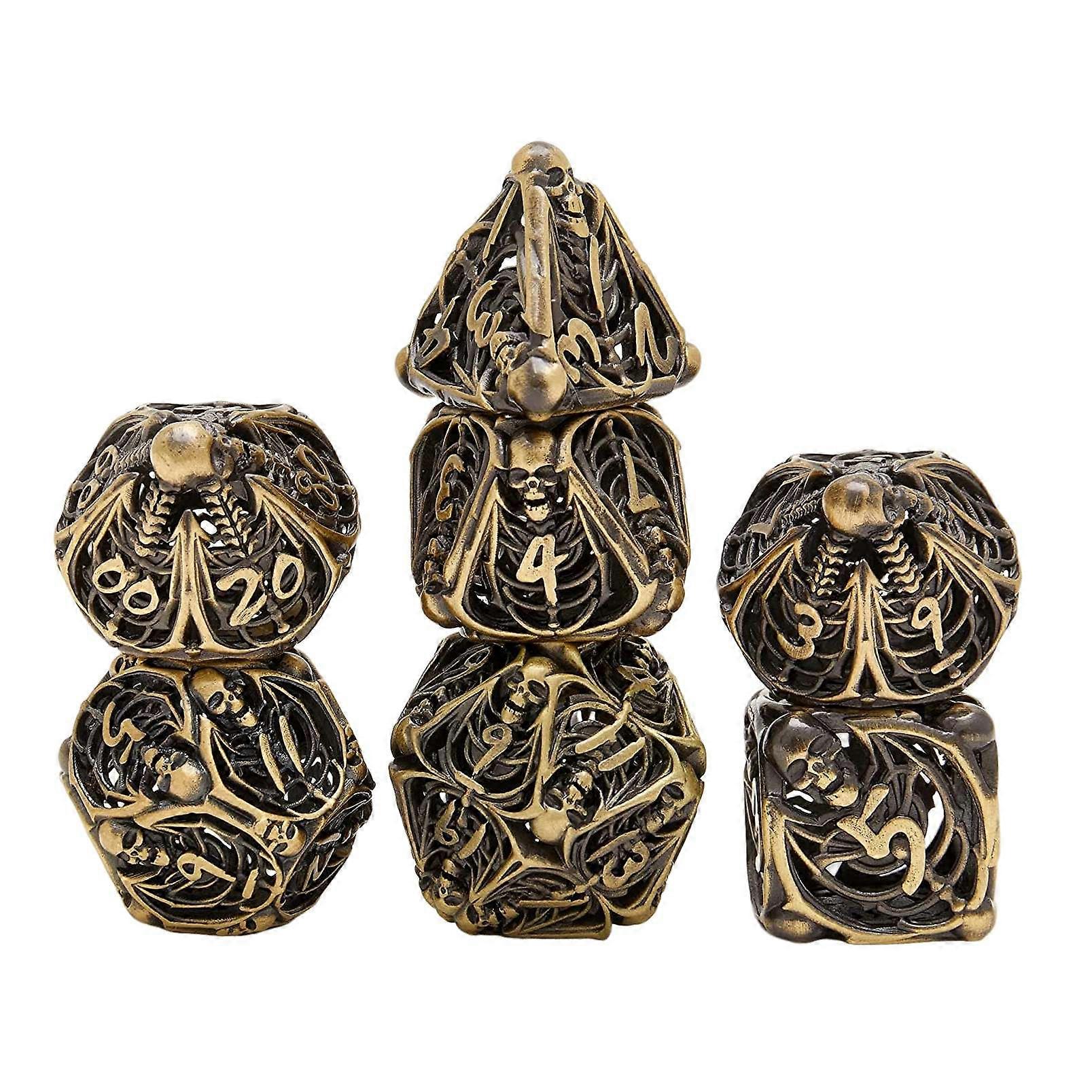 Metal Dice Skull Hollow Metal Polyhedral Dice Set Suitable for Role-Playing DND Dice